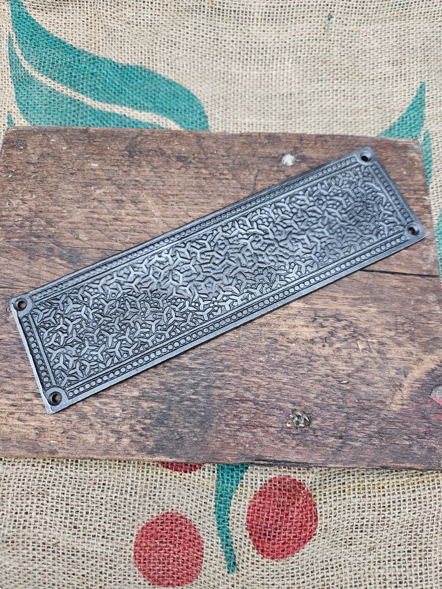 Push Finger Plate INCA design Antique Iron