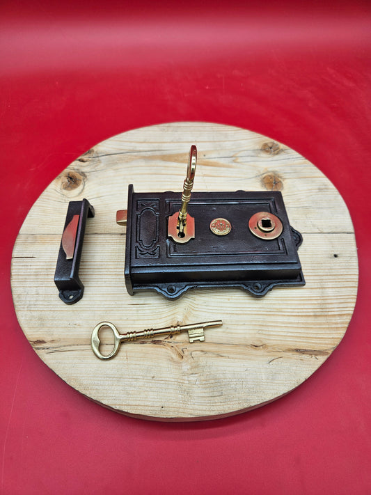 Antique Brass Door Rim Lock - The Davenport Design