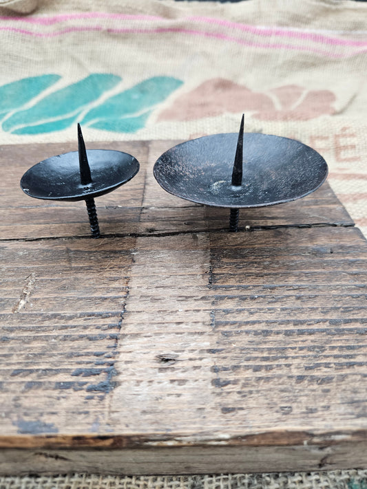 Candle Base Holder - 2" & 3" Screw-In Pressed Steel Black