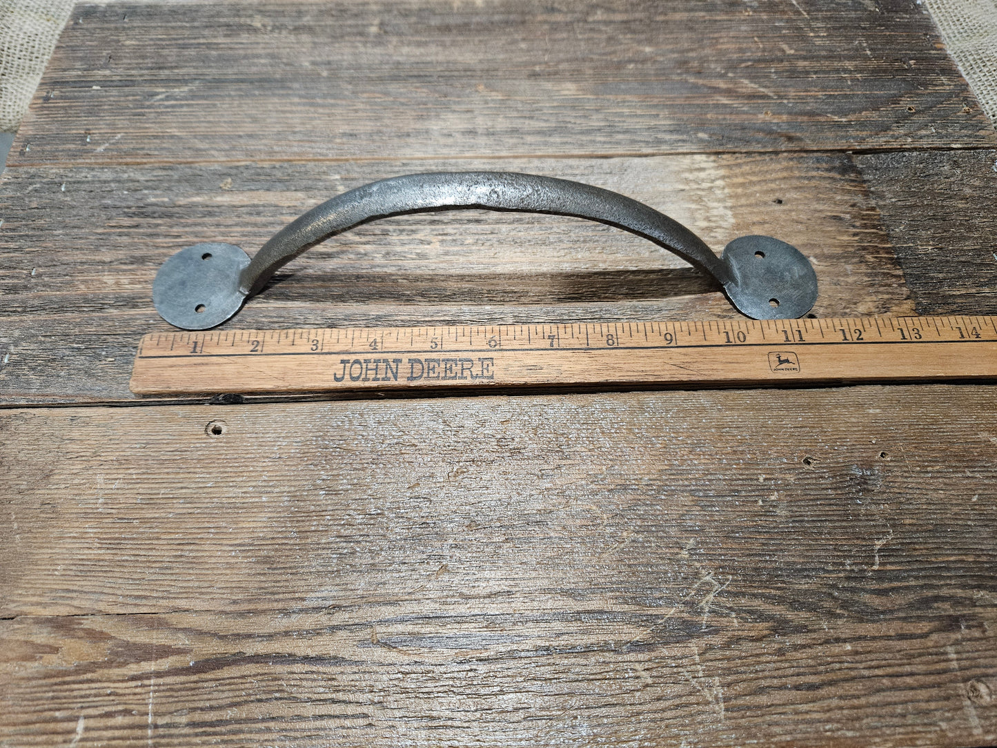The Penny End Bow Handle Hand Forged 2 Hole Antique Iron 5", 6" 7", 8", 9", 10", 12", 14"  in Black WAX or Natural
