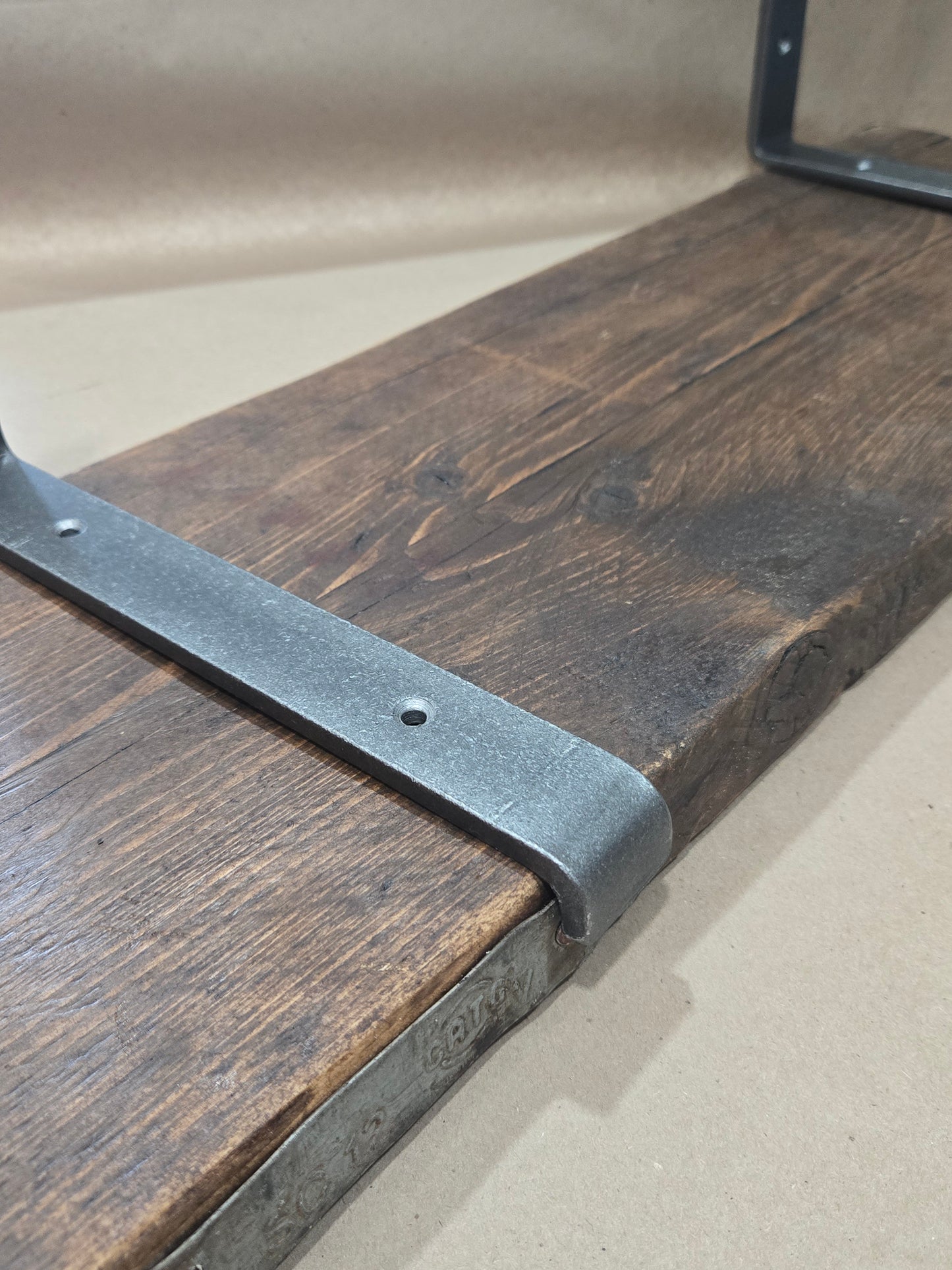 Hand forged bracket, soft industrial look