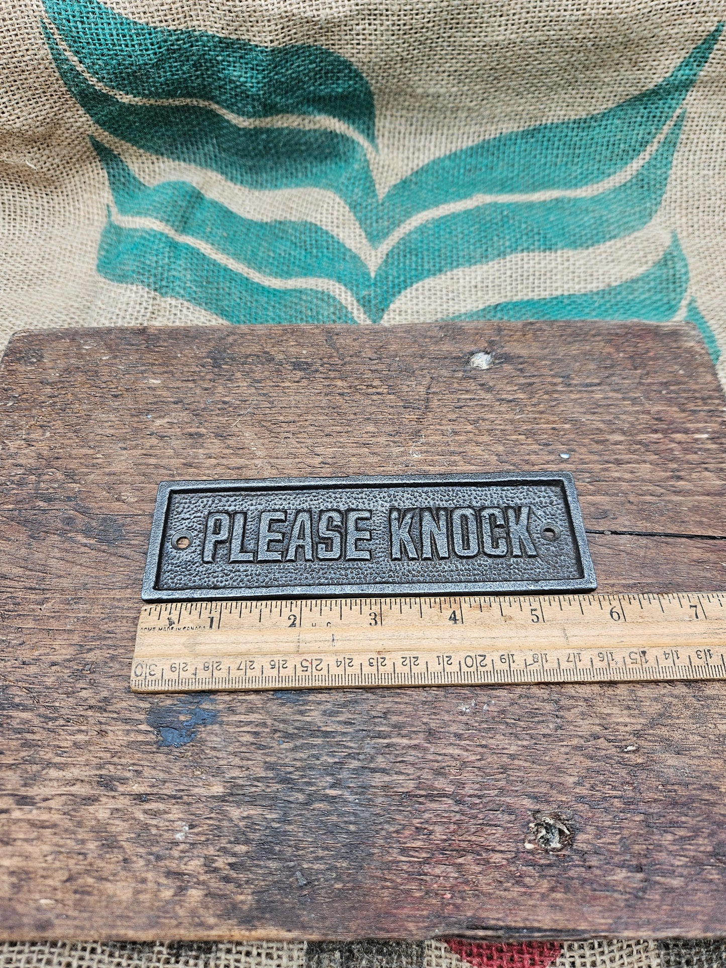 Plaque PLEASE KNOCK Cast Antique Iron