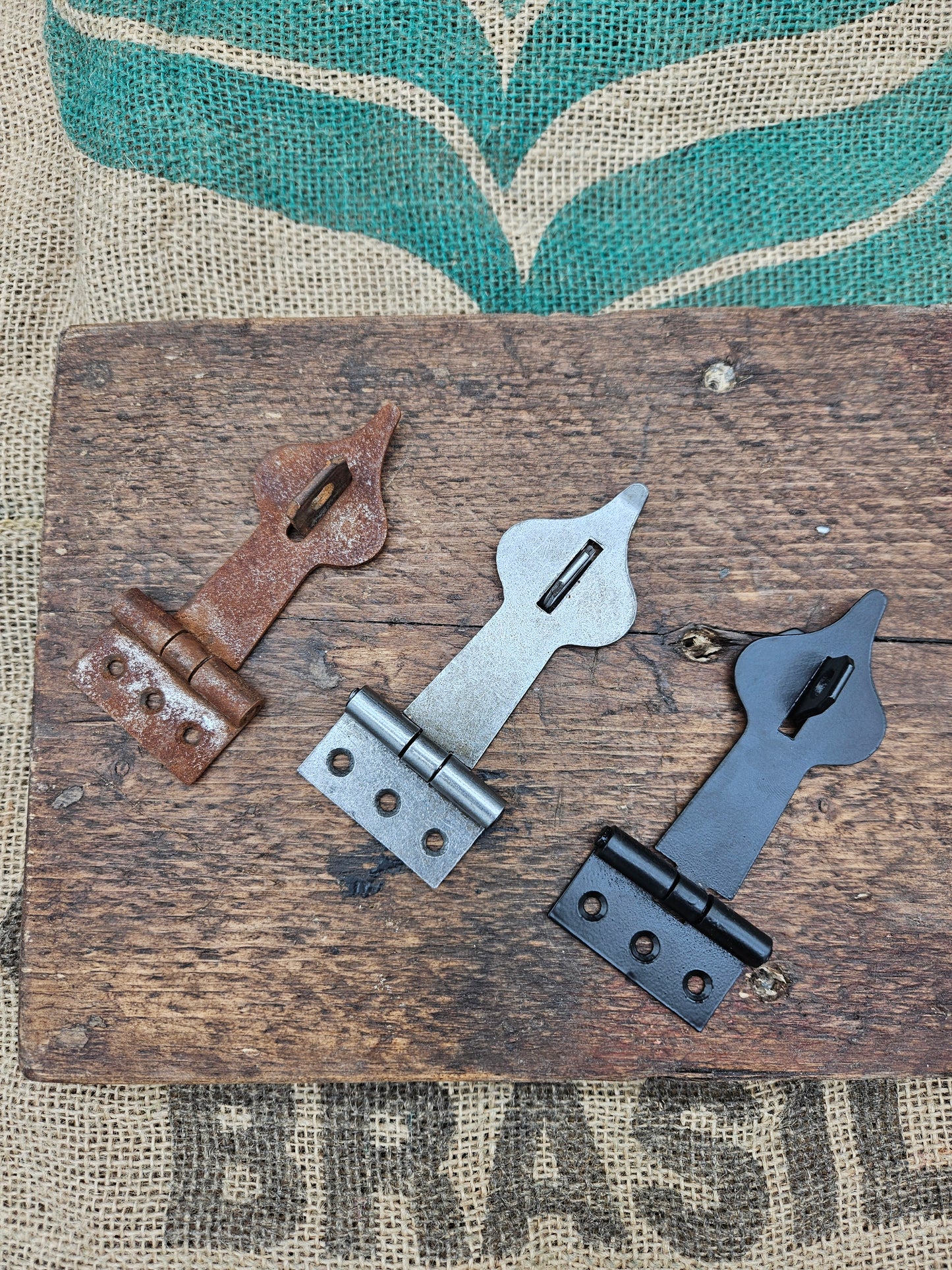 Hasp & Staple - Cast Antique Iron, Rusted Finish or Satin Epoxy