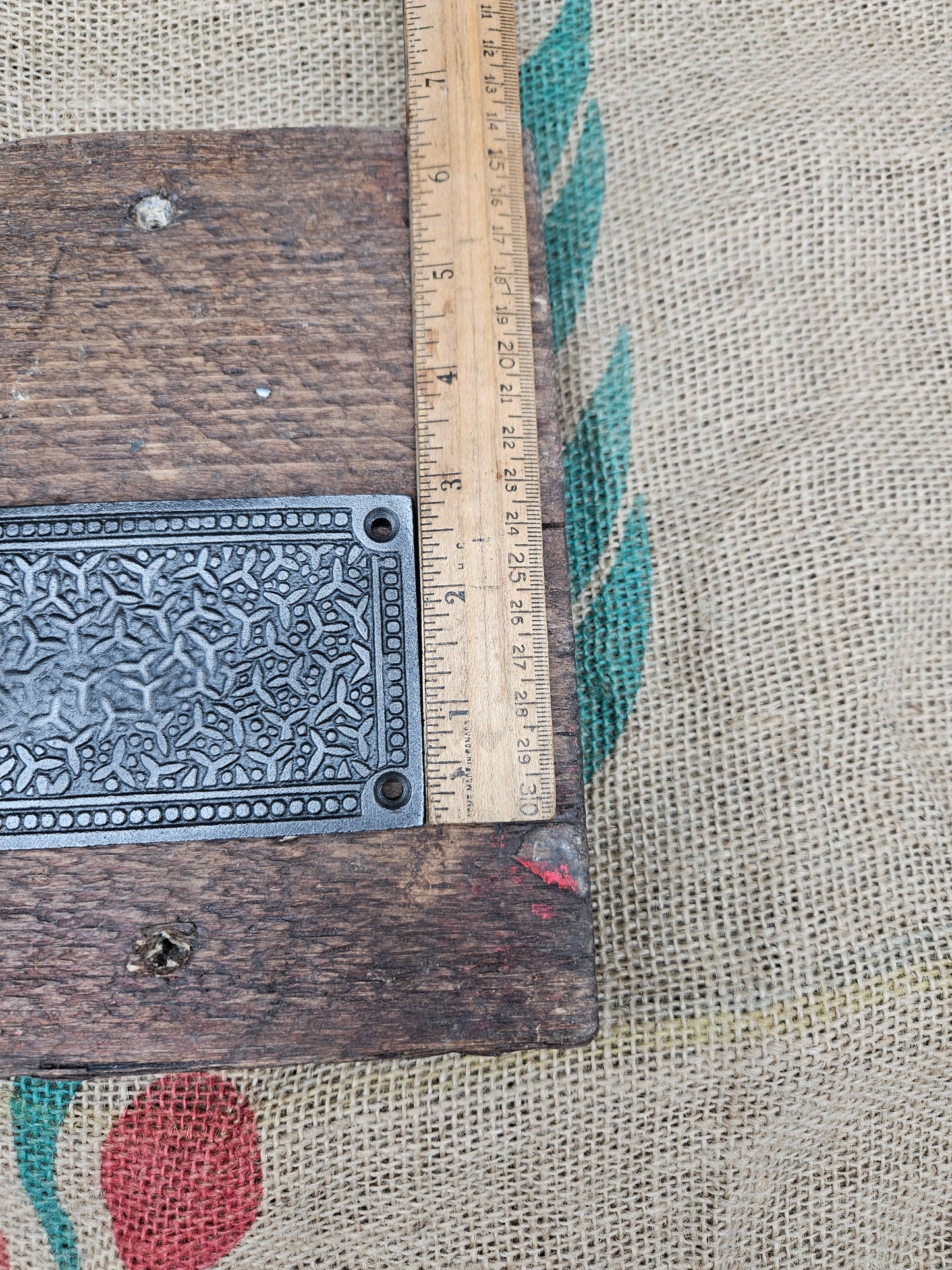 Push Finger Plate INCA design Antique Iron