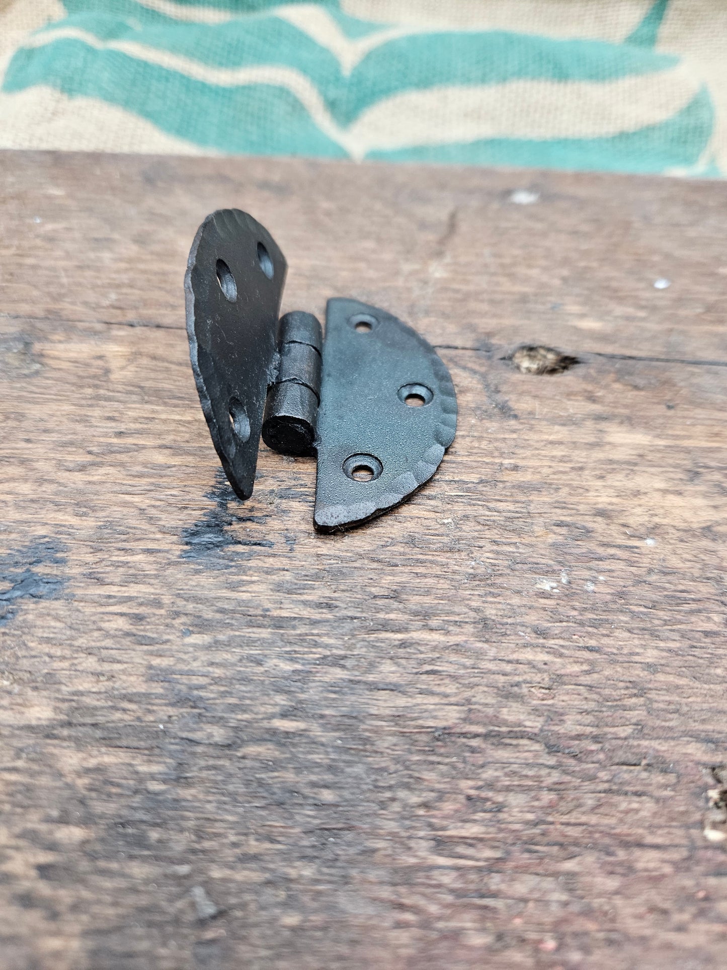 Round Disc Hinge Black Wax 65mm (Pickard)- hand forged - black wax finish