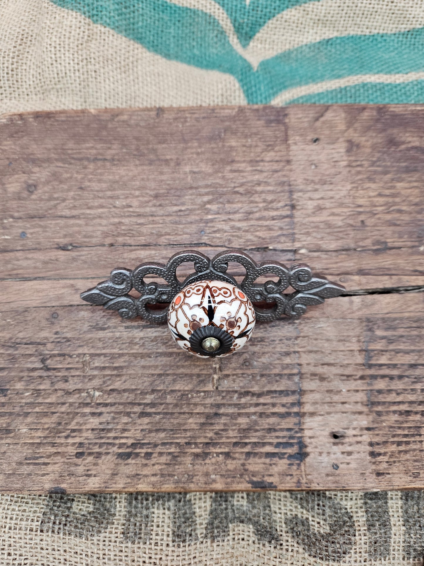 Filigree Ceramic Patterned Colored Drawer Knob