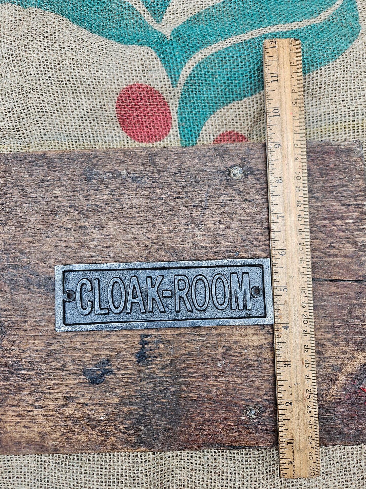 CLOAKROOM Cast Antique Iron 35mm x 152mm
