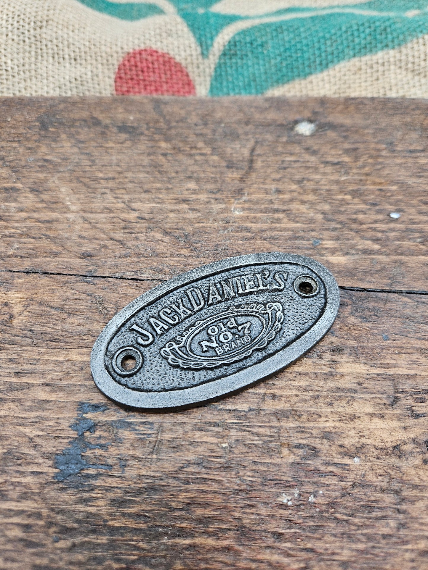 Plaque Oval JACK DANIELS Antique Iron 40mm x 77mm