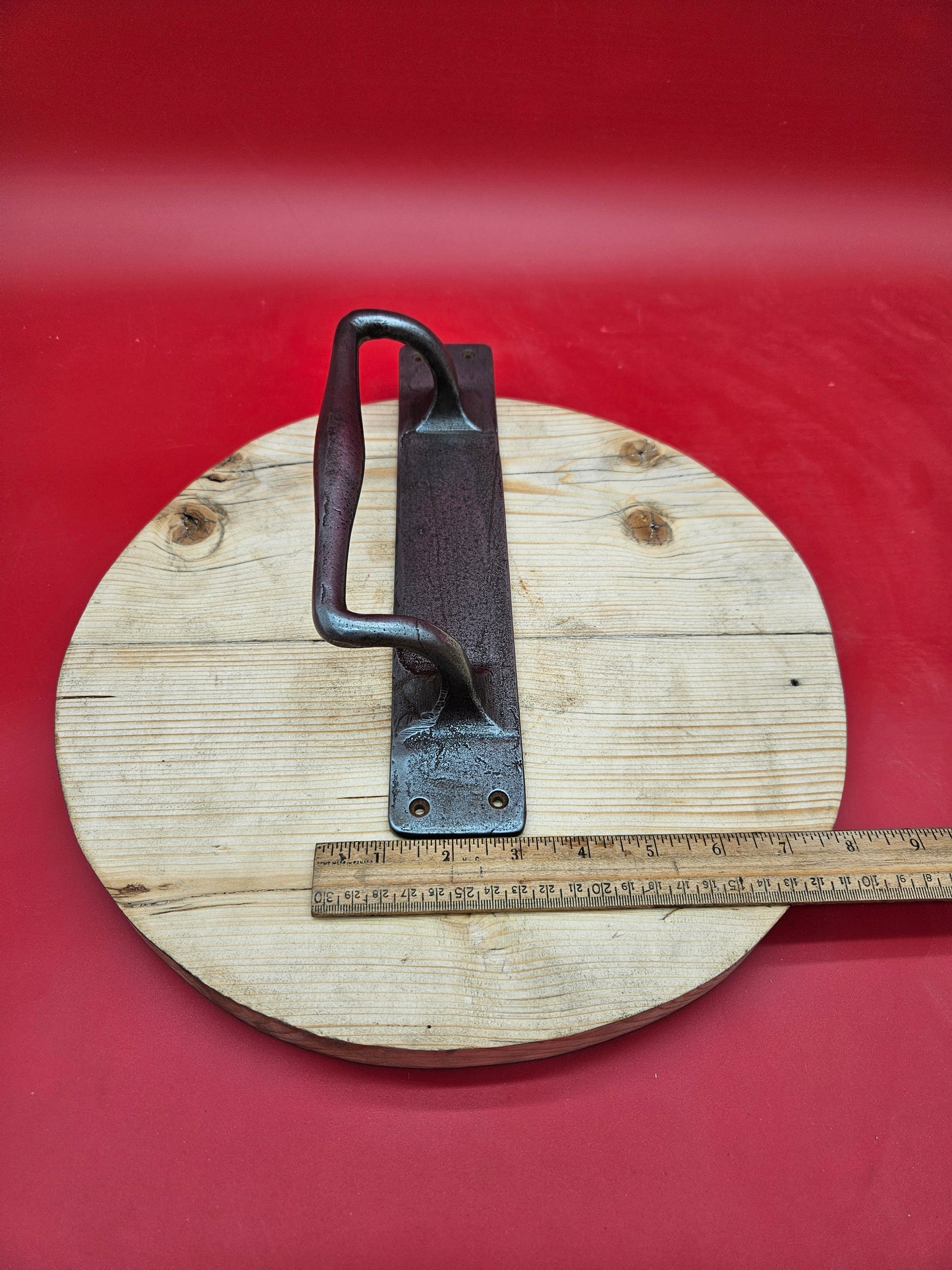 Heavy Duty Pull Handle on Back Plate with offset - Antique Iron