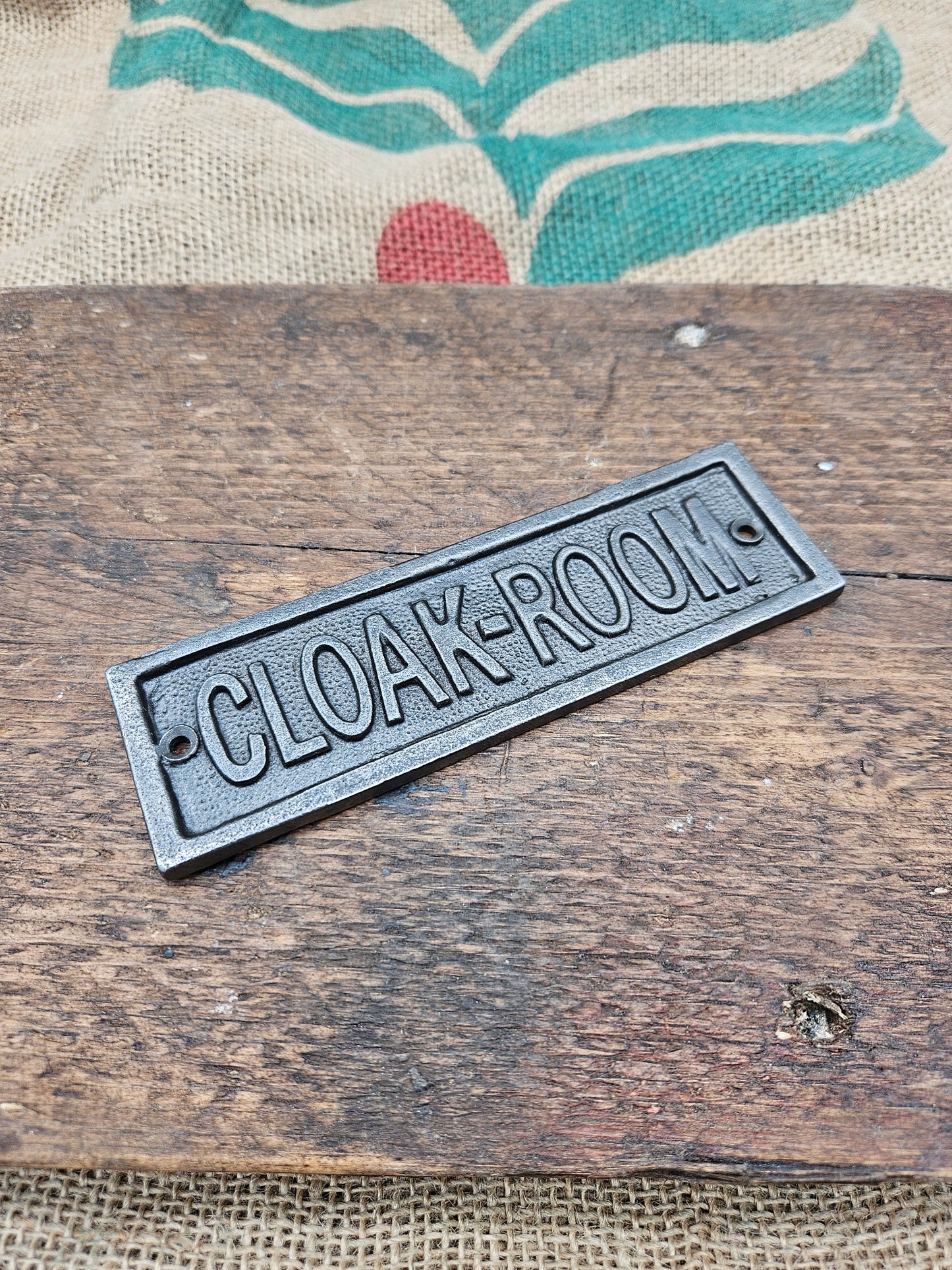 CLOAKROOM Cast Antique Iron 35mm x 152mm