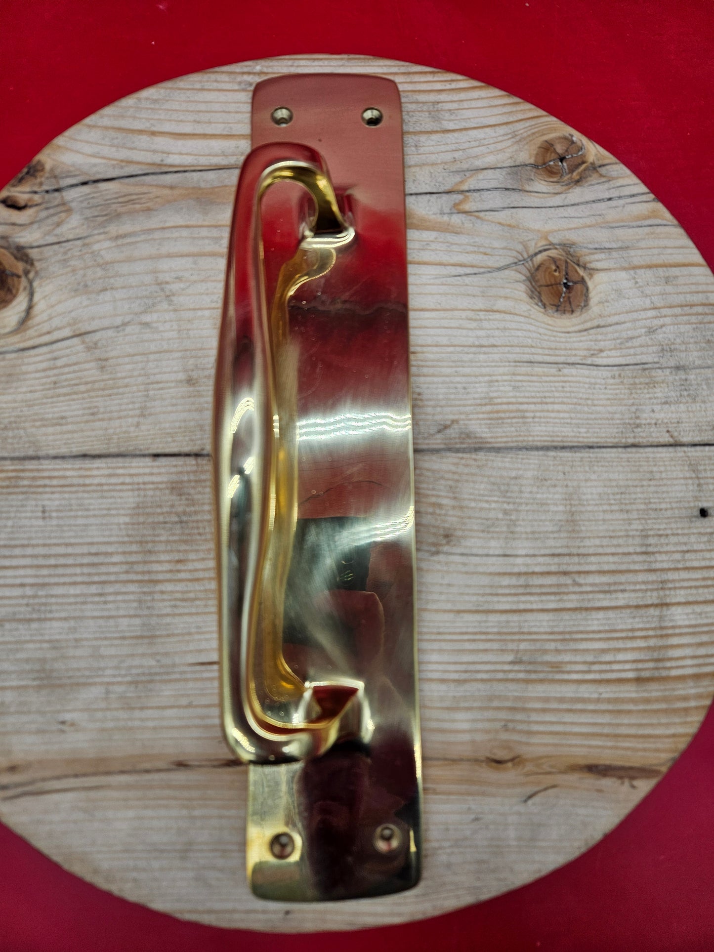 Heavy Duty Pull Handle with back plate - Polished Brass