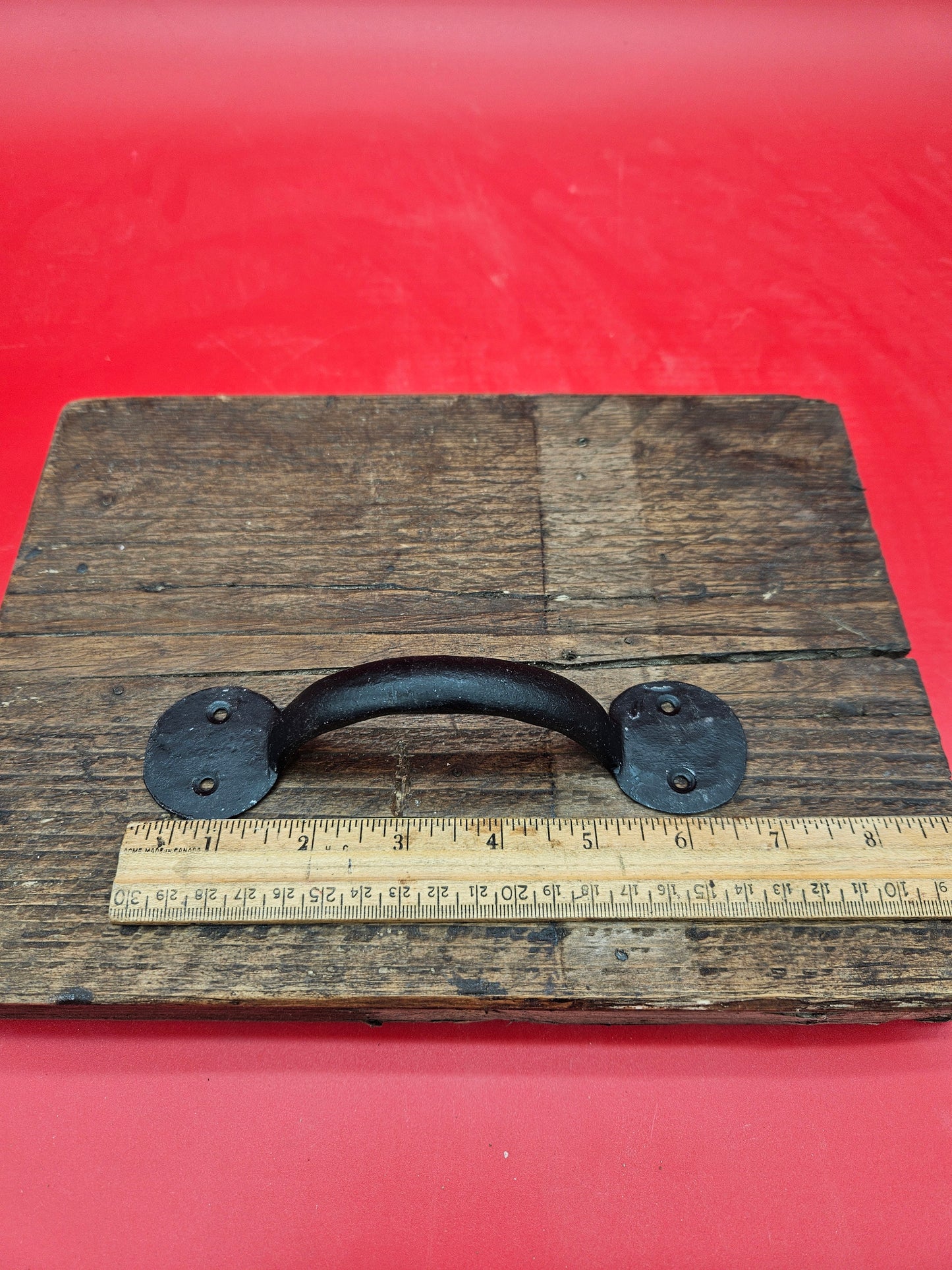 The Penny End Bow Handle Hand Forged 2 Hole Antique Iron 5", 6" 7", 8", 9", 10", 12", 14"  in Black WAX or Natural