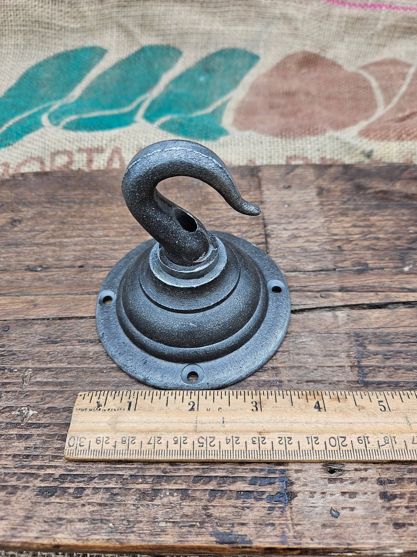 Ceiling Flange Hook - Very Heavy Duty Round Backplate - 2 Hook Options