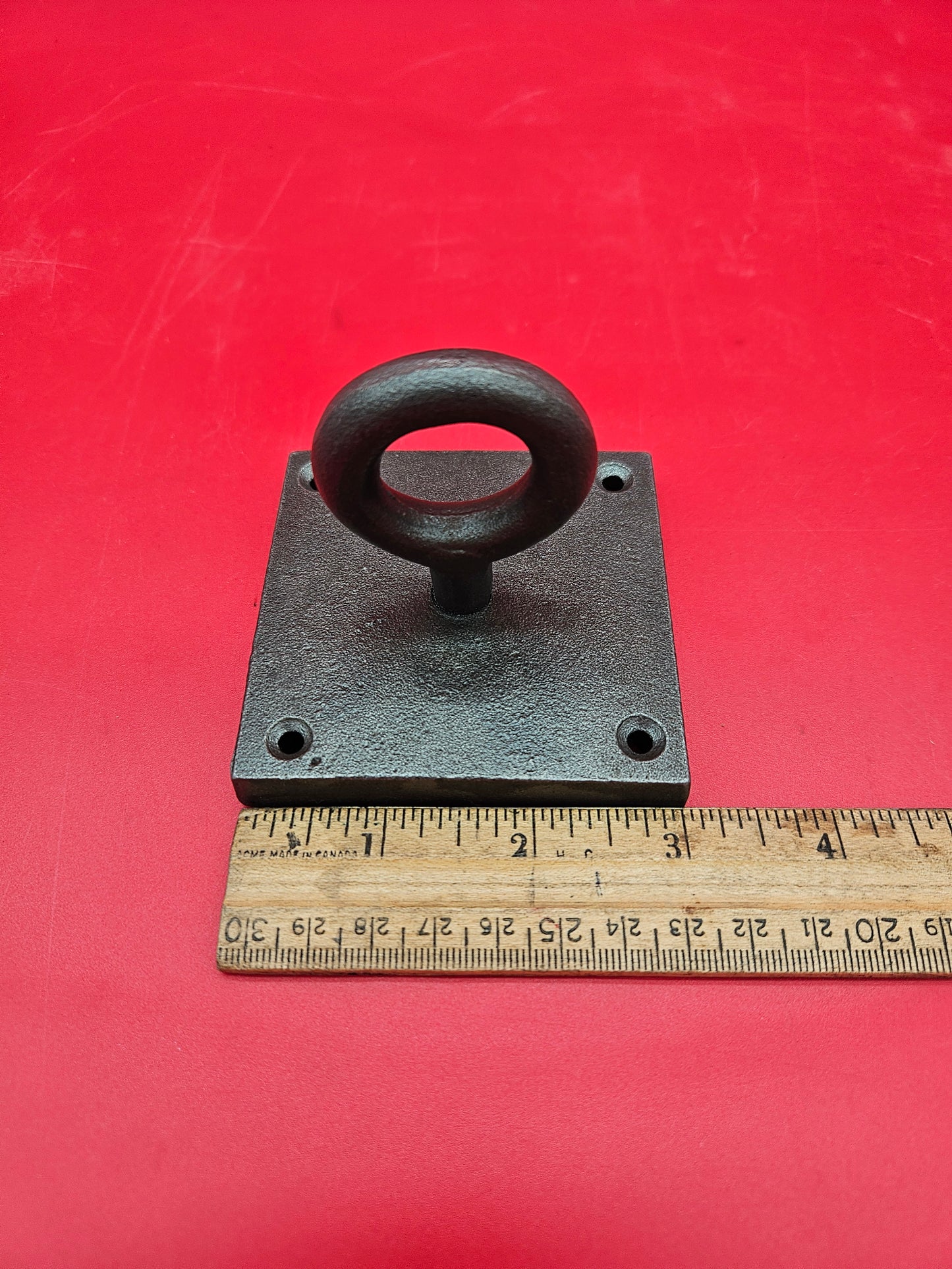 Ceiling Hook Cleat Loop Eye Cast Square Plate Antique Iron 77mm