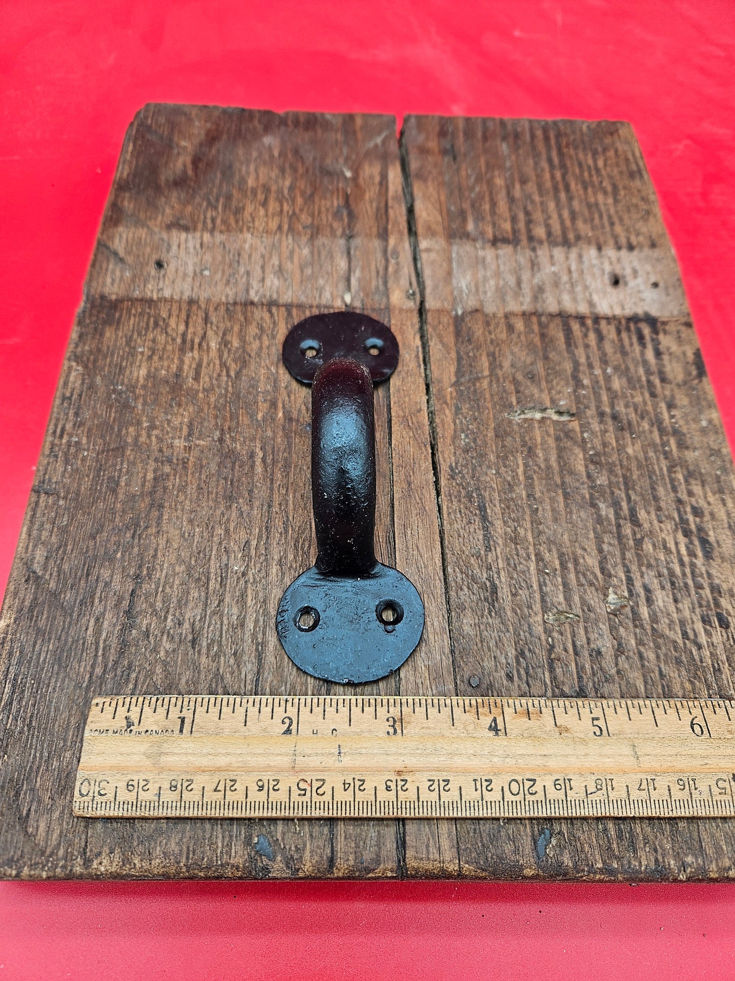 The Penny End Bow Handle Hand Forged 2 Hole Antique Iron 5", 6" 7", 8", 9", 10", 12", 14"  in Black WAX or Natural