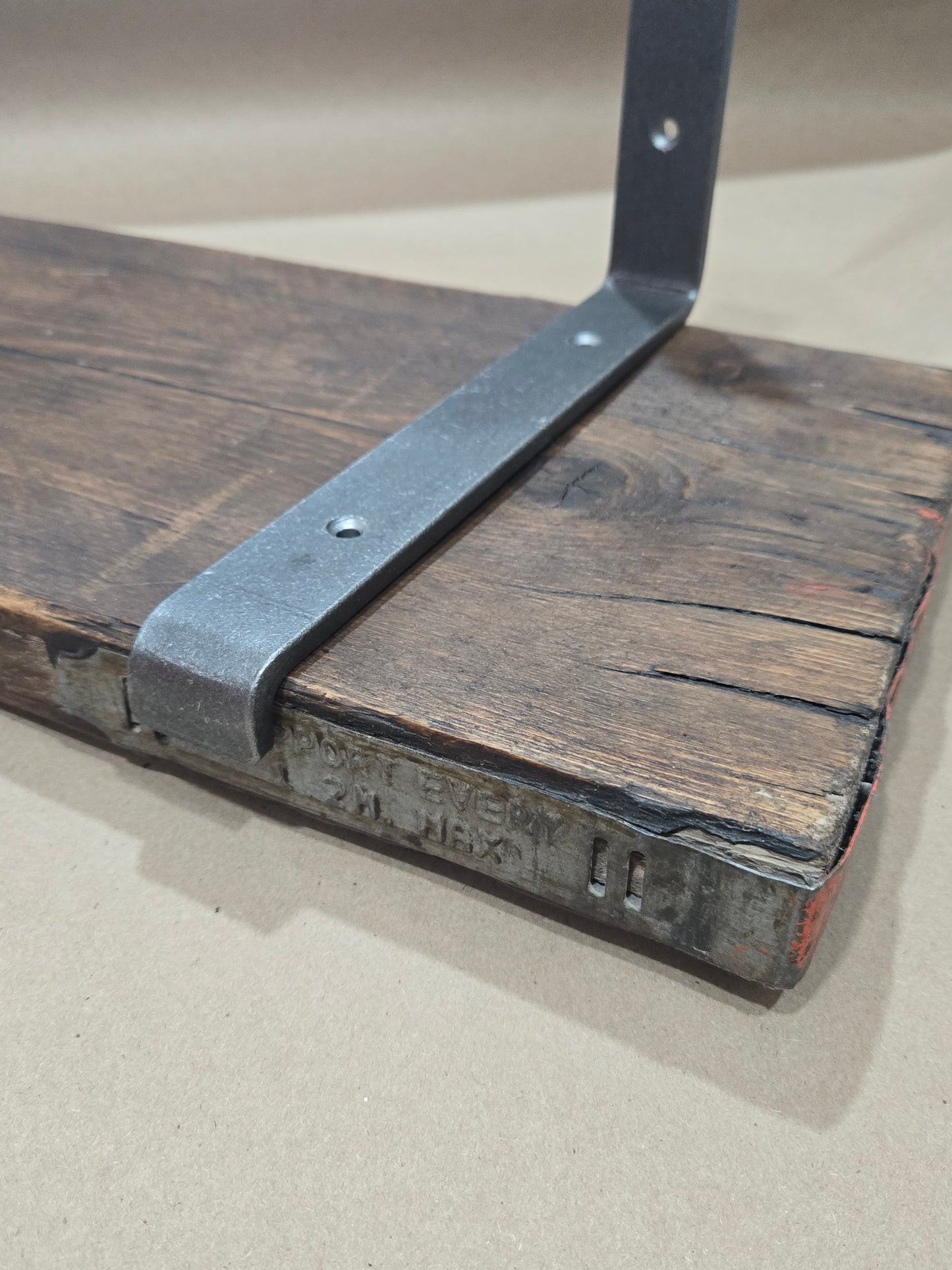 Hand forged bracket, soft industrial look