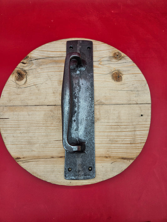 Heavy Duty Pull Handle on Back Plate - Antique Iron