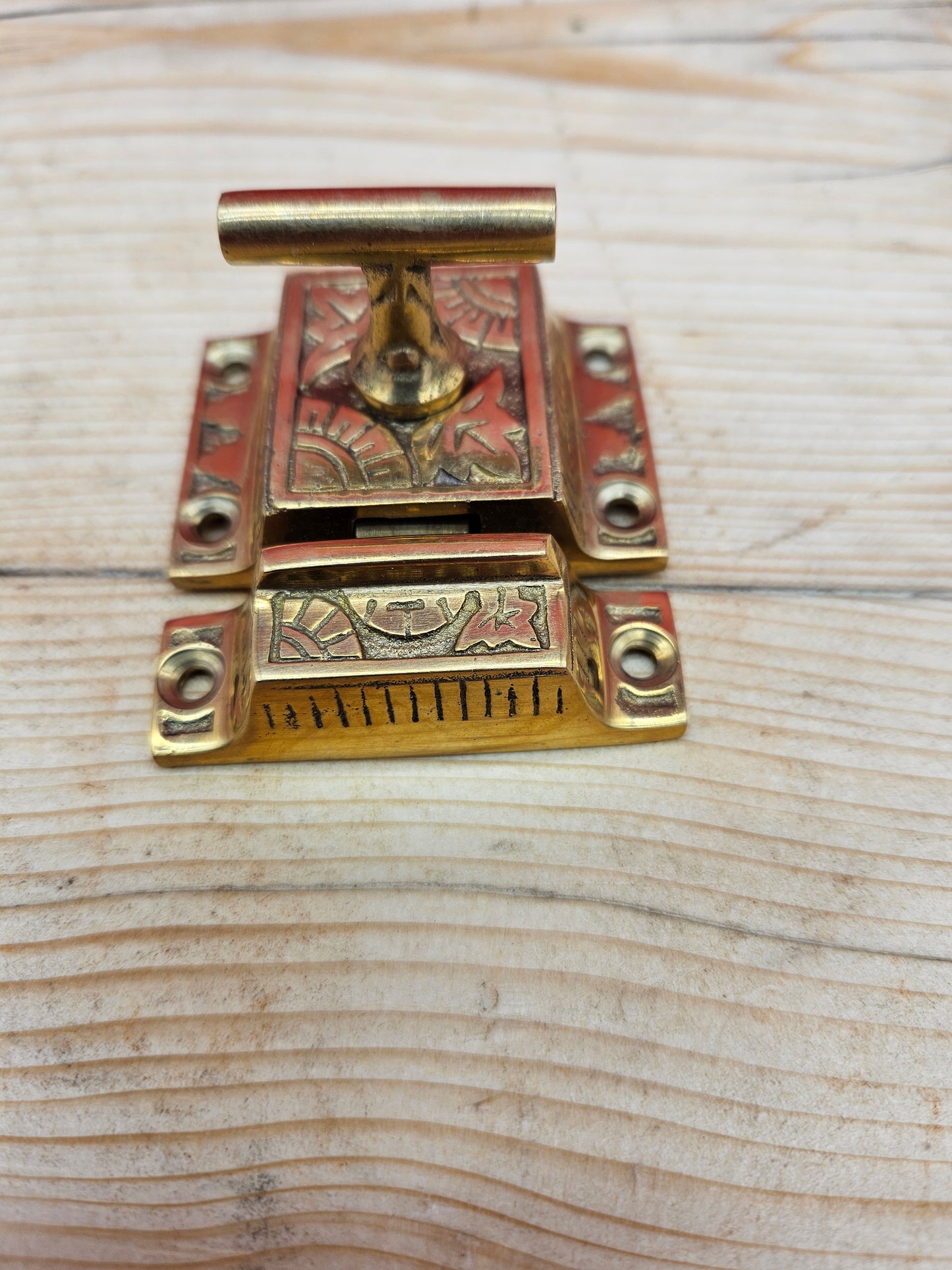 Cupboard Catch Round Knob or Tee Bar EASTLAKE Solid Brass or Round Knob Antique Iron 2"