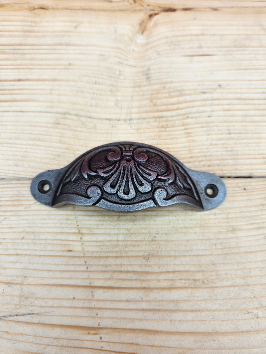 Fancy Slim Design - Antique Iron Cup Pull Handle