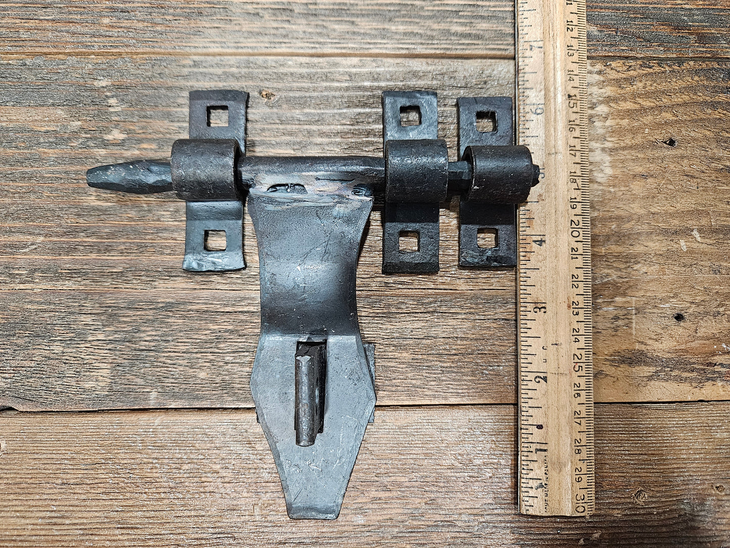 Sliding Hasp & Staple Heavy Door style Hand Forged Black 160mm (6.5" Wide)