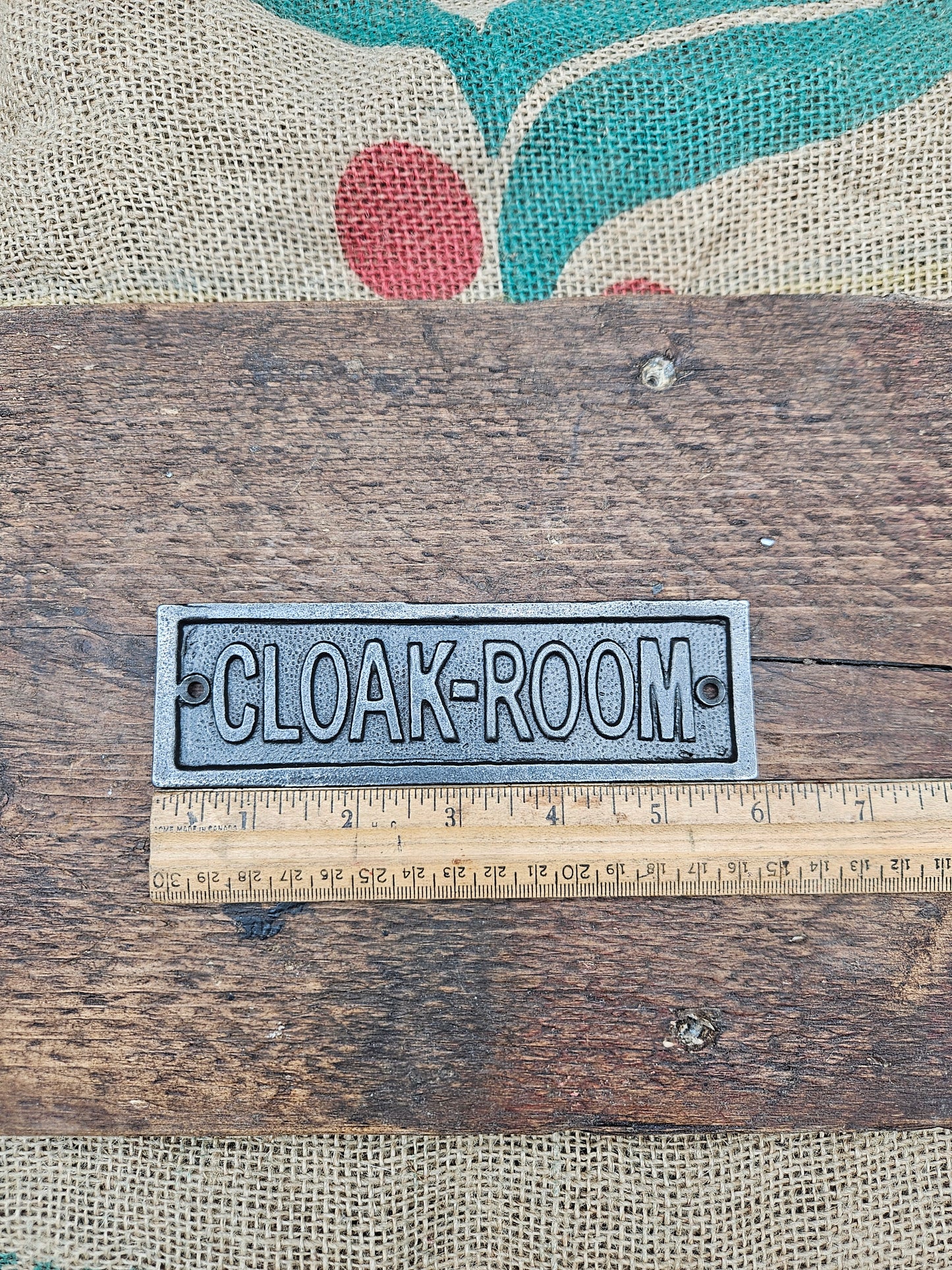 CLOAKROOM Cast Antique Iron 35mm x 152mm