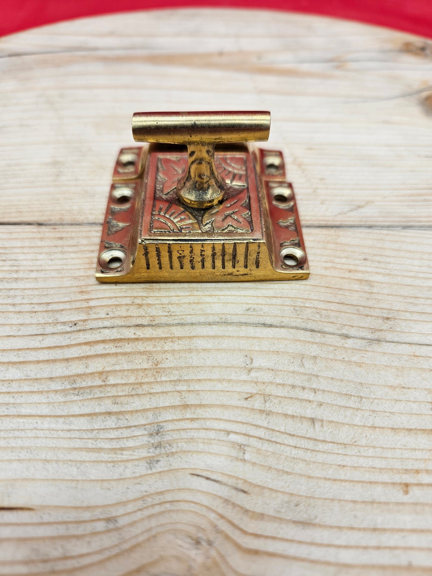 Cupboard Catch Round Knob or Tee Bar EASTLAKE Solid Brass or Round Knob Antique Iron 2"