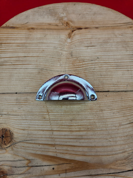 Basic Design - Cup Pull Handle Chrome on Cast Iron 3 3/4"