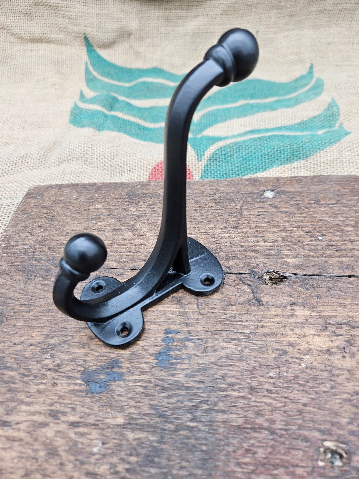 Hall Stand Black Hat & Coat Hook - Black