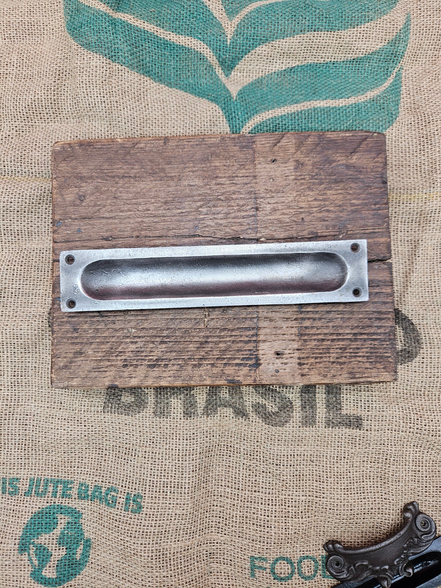 Flush Pull Handle - Square End 10" Antique Iron