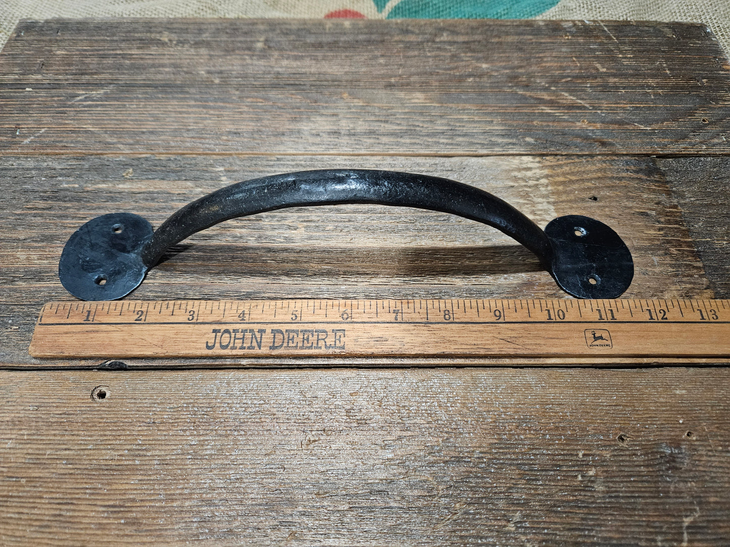The Penny End Bow Handle Hand Forged 2 Hole Antique Iron 5", 6" 7", 8", 9", 10", 12", 14"  in Black WAX or Natural