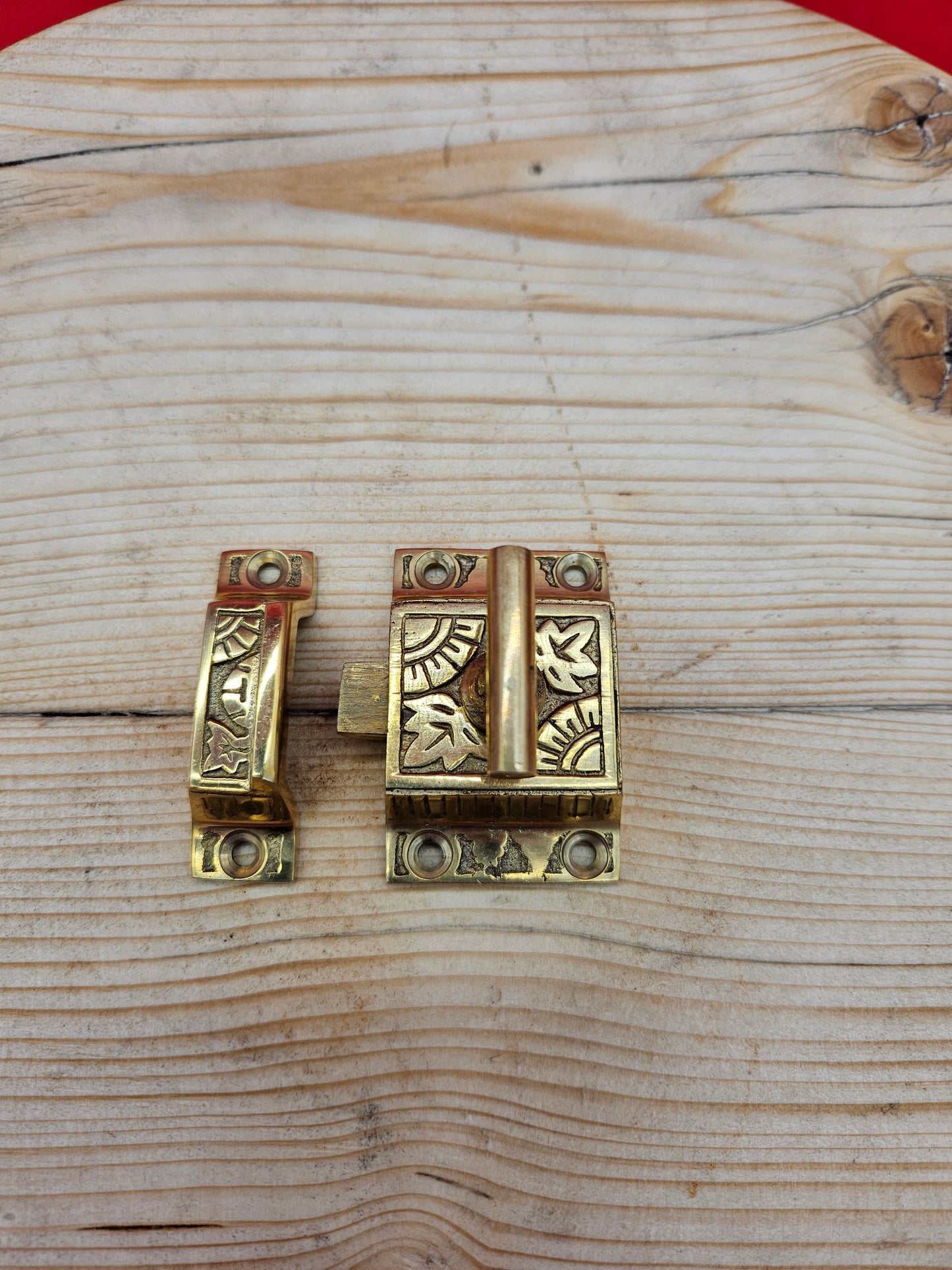 Cupboard Catch Round Knob or Tee Bar EASTLAKE Solid Brass or Round Knob Antique Iron 2"