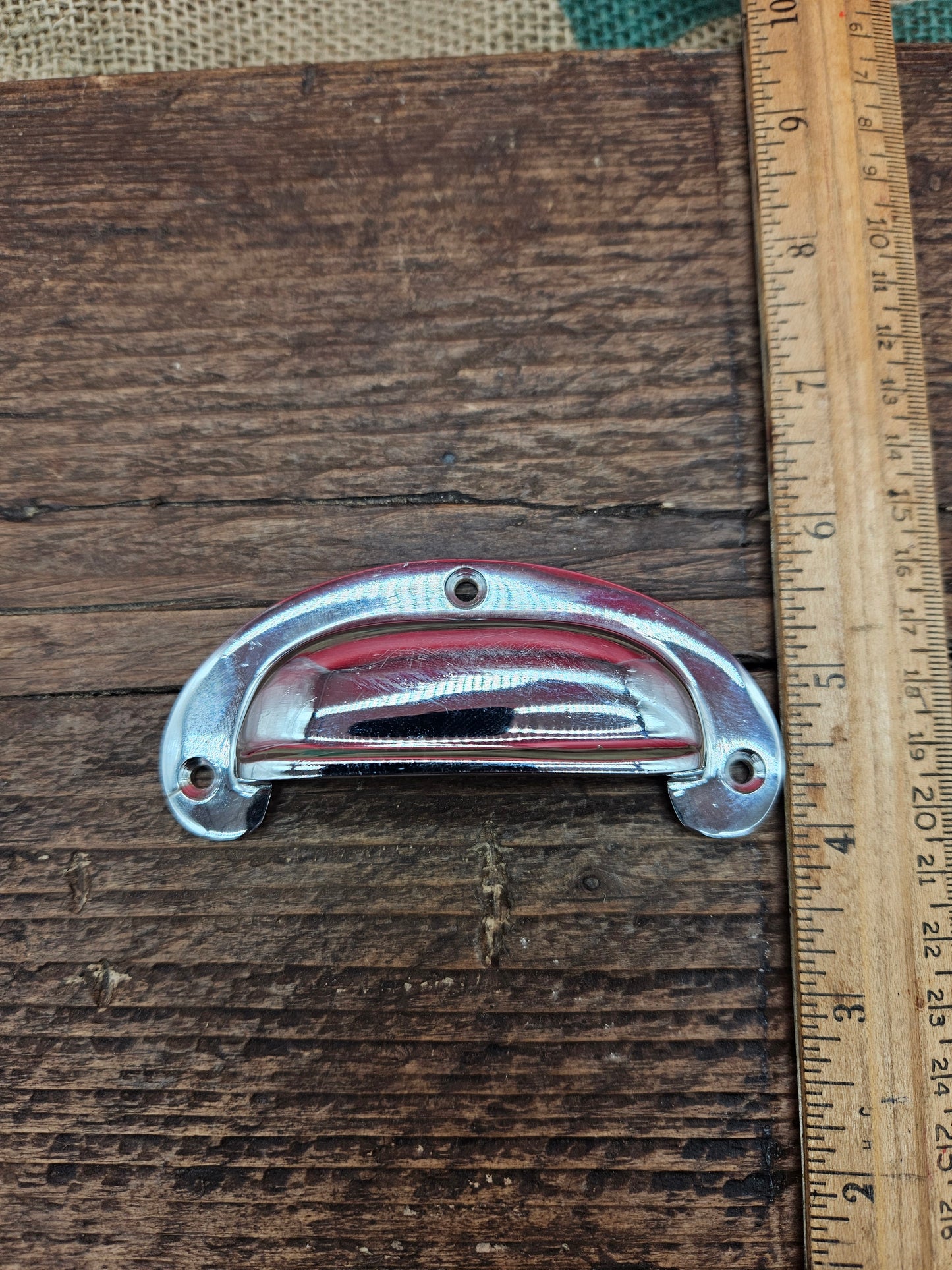 Round Lipped Cup Pull Handle - Chrome on Brass
