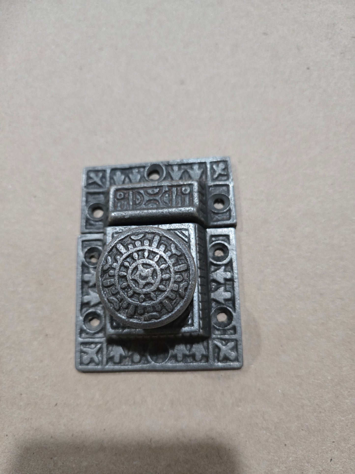 NEW: Cupboard Catch Round Knob or Tee Bar EASTLAKE Solid Brass or Round Knob Antique Iron 2"