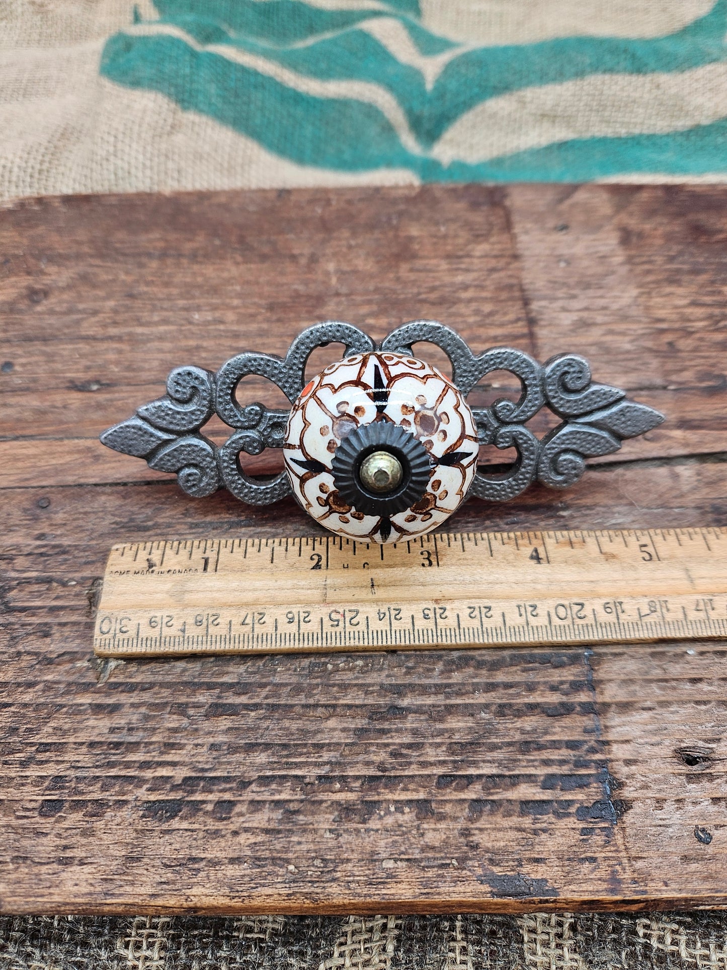 Filigree Ceramic Patterned Colored Drawer Knob