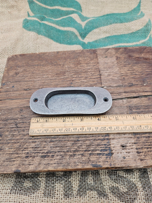 Round End - Antique Iron 5"  - Inset Flush Pull Handle