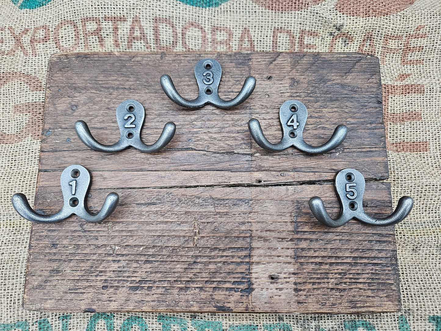 Double Robe Hooks - Numbered Set 1-5