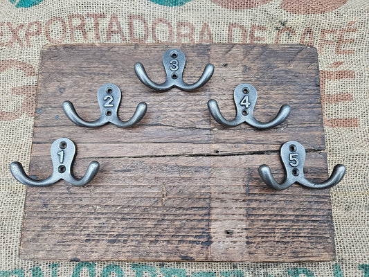 Double Robe Hooks - Numbered Set 1-5