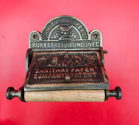 Bury St London cast iron with Antique brass finish toilet toll holder Roll size  4.5 " wide X 4.5 " diameter
