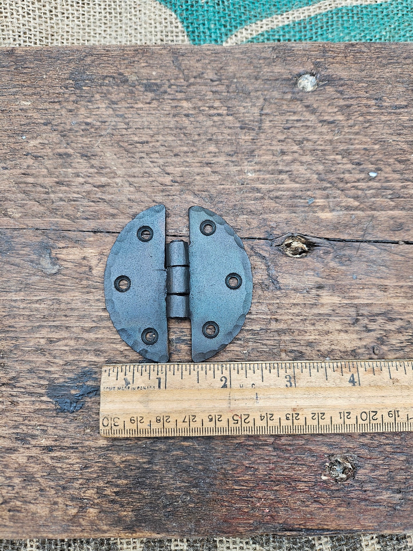 Round Disc Hinge Black Wax 65mm (Pickard)- hand forged - black wax finish