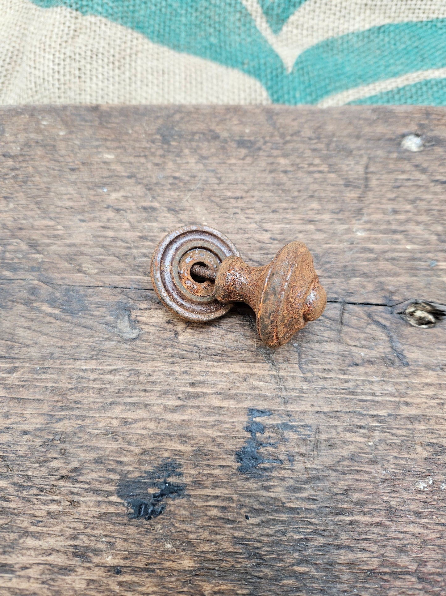 Victorian Round Raised Rusted Drawer Knob
