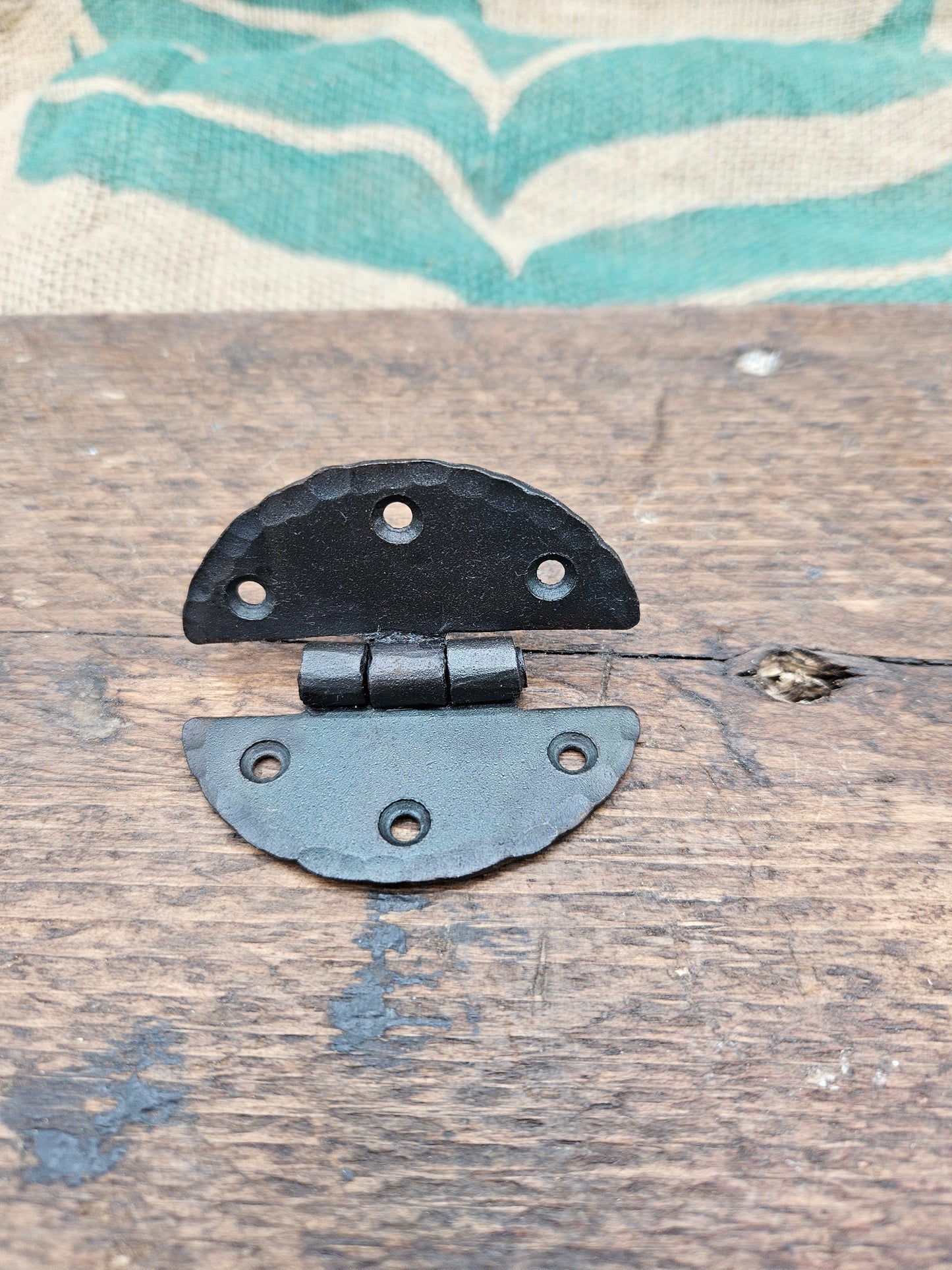 Round Disc Hinge Black Wax 65mm (Pickard)- hand forged - black wax finish