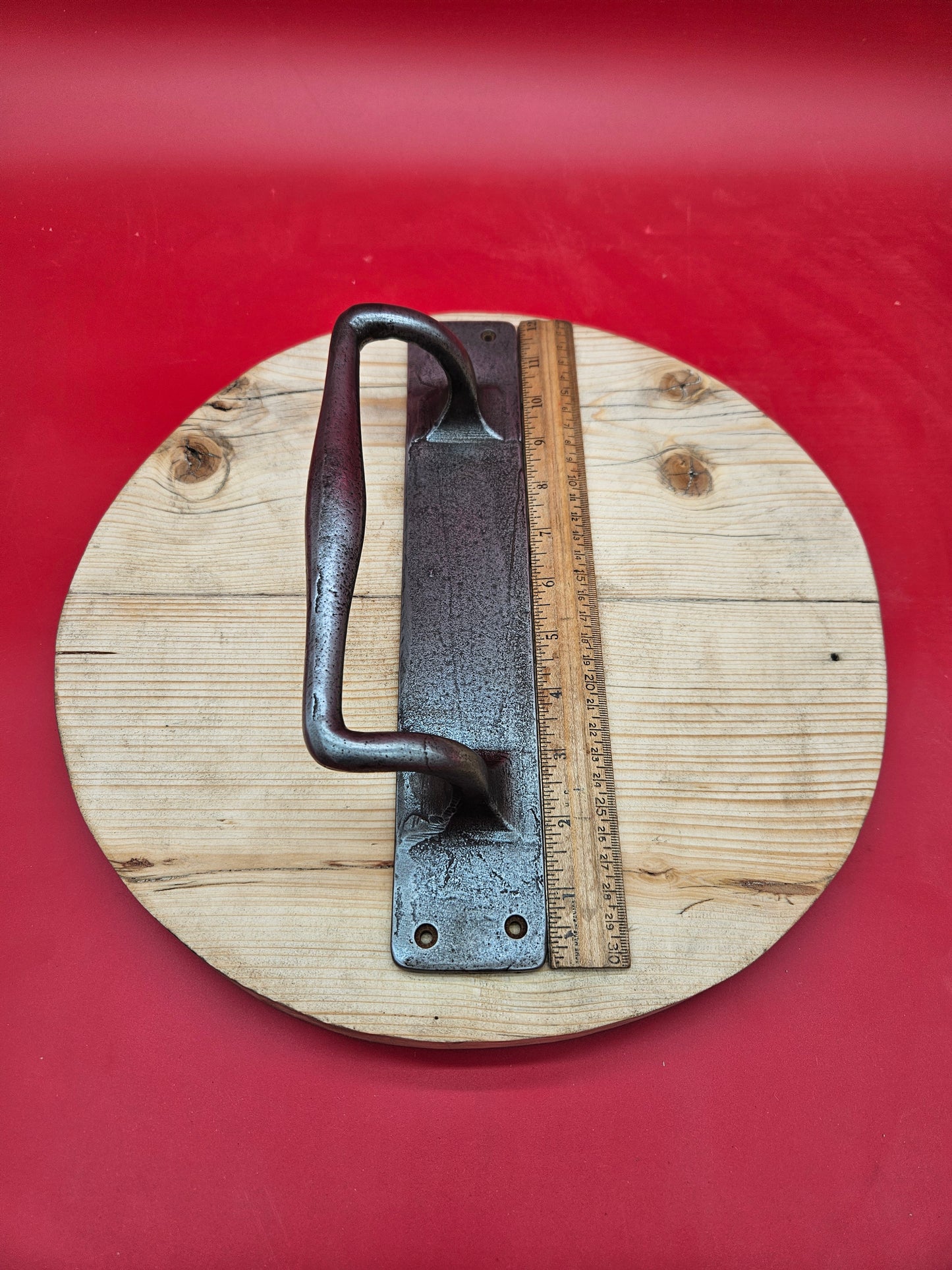 Heavy Duty Pull Handle on Back Plate with offset - Antique Iron