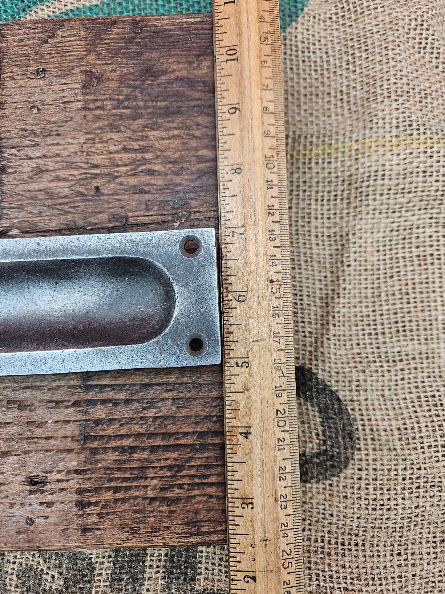 Flush Pull Handle - Square End 10" Antique Iron