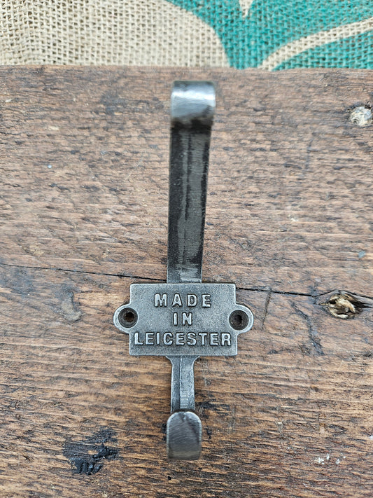 Coat Hook Double MADE IN LEICESTER 2 Part Cast Iron 110mm