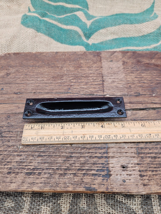 Inset flush pull handle - Cast Iron 5" Epozy Black Finish, Solid Brass, Antique iron (3 finsihes)