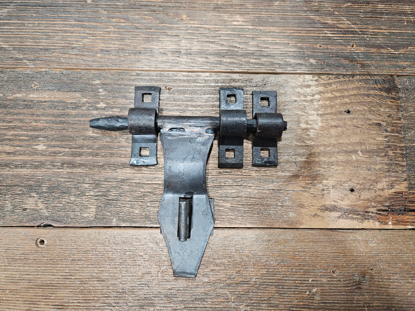 Sliding Hasp & Staple Heavy Door style Hand Forged Black 160mm (6.5" Wide)