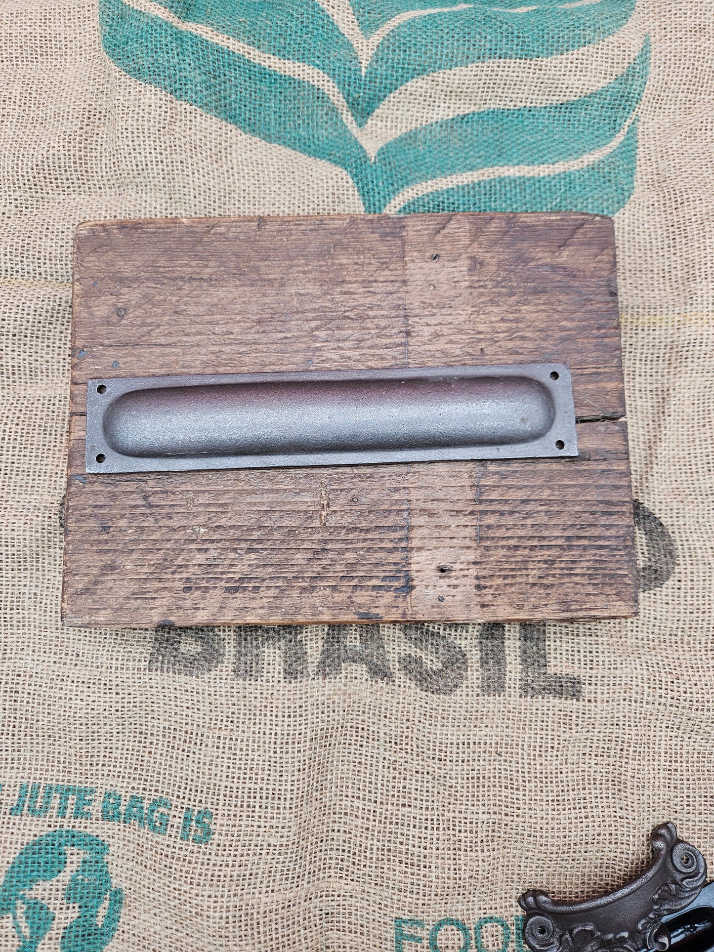 Flush Pull Handle - Square End 10" Antique Iron