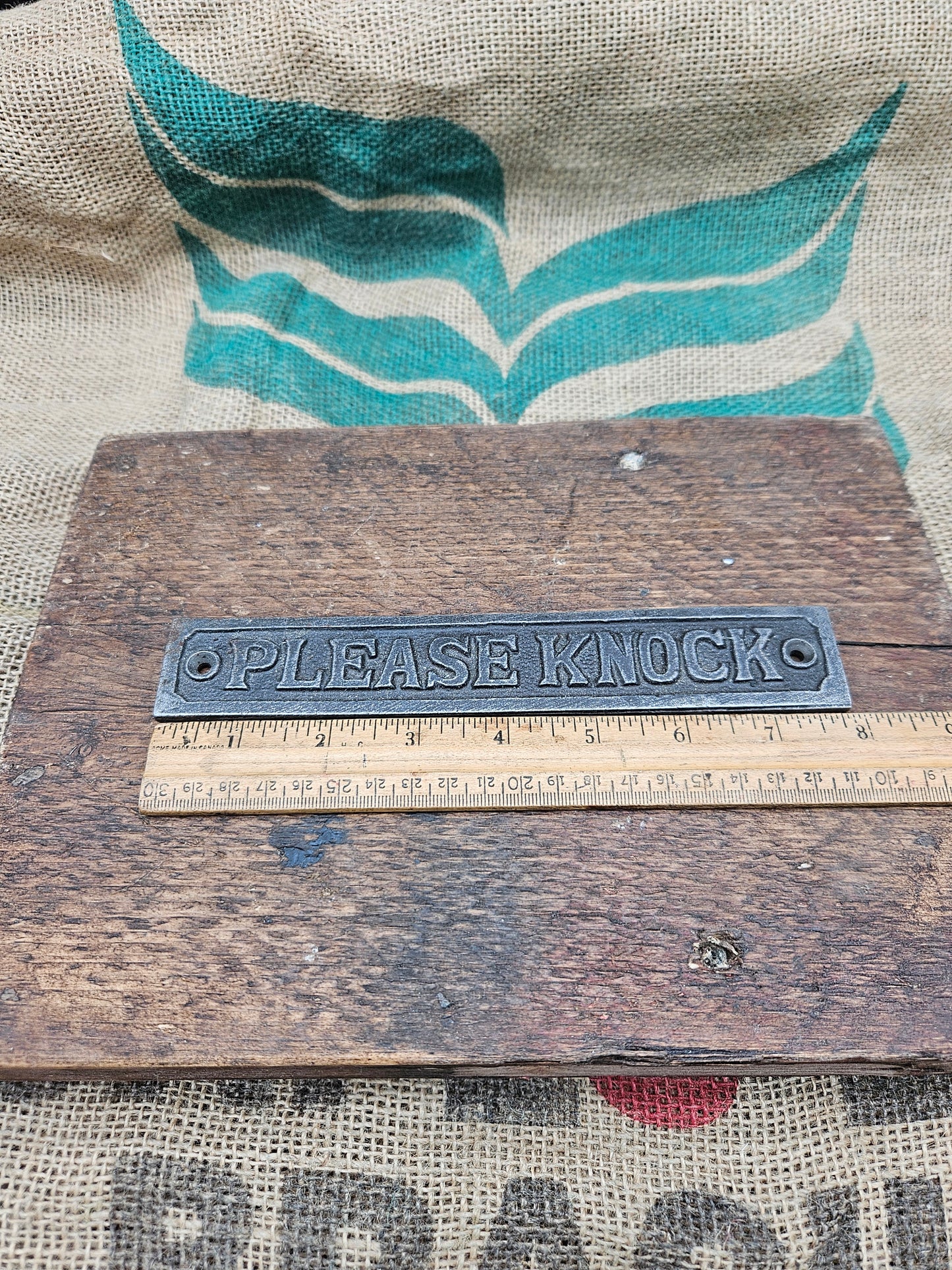 Plaque PLEASE KNOCK Cast Antique Iron