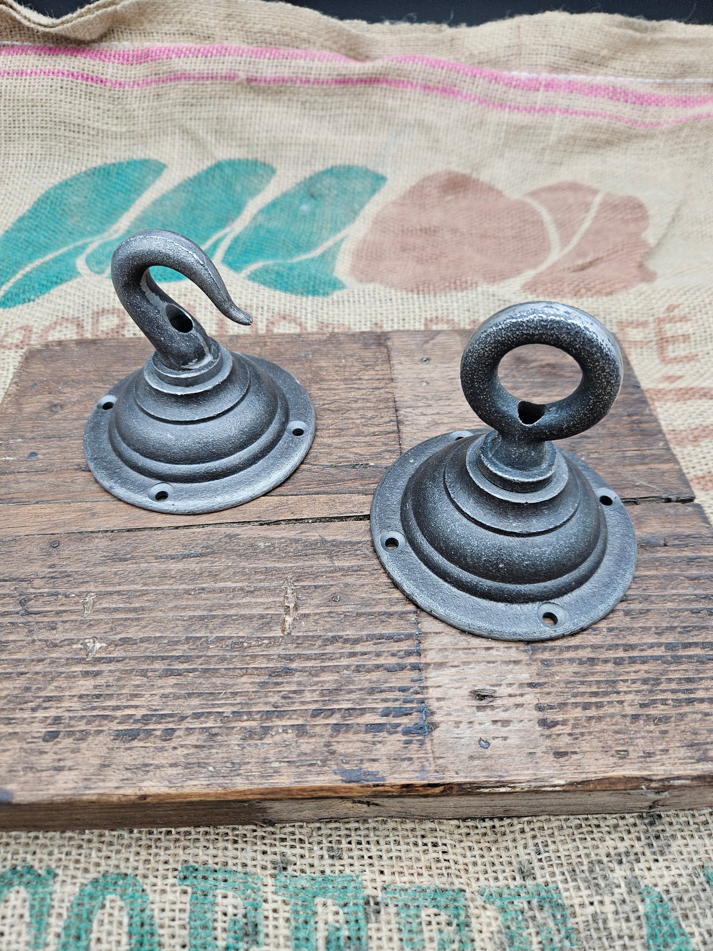 Ceiling Flange Hook - Very Heavy Duty Round Backplate - 2 Hook Options