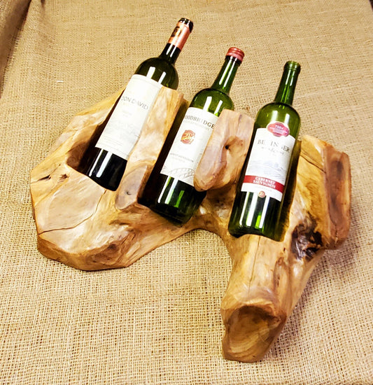 Reclaimed Wood Wine Bottle Holder - 3 Bottles